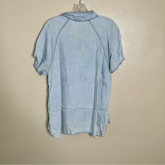 Anthropologie Amadi Denim Collard Chambray Blue Shirt Size Small - Picture 8 of 9